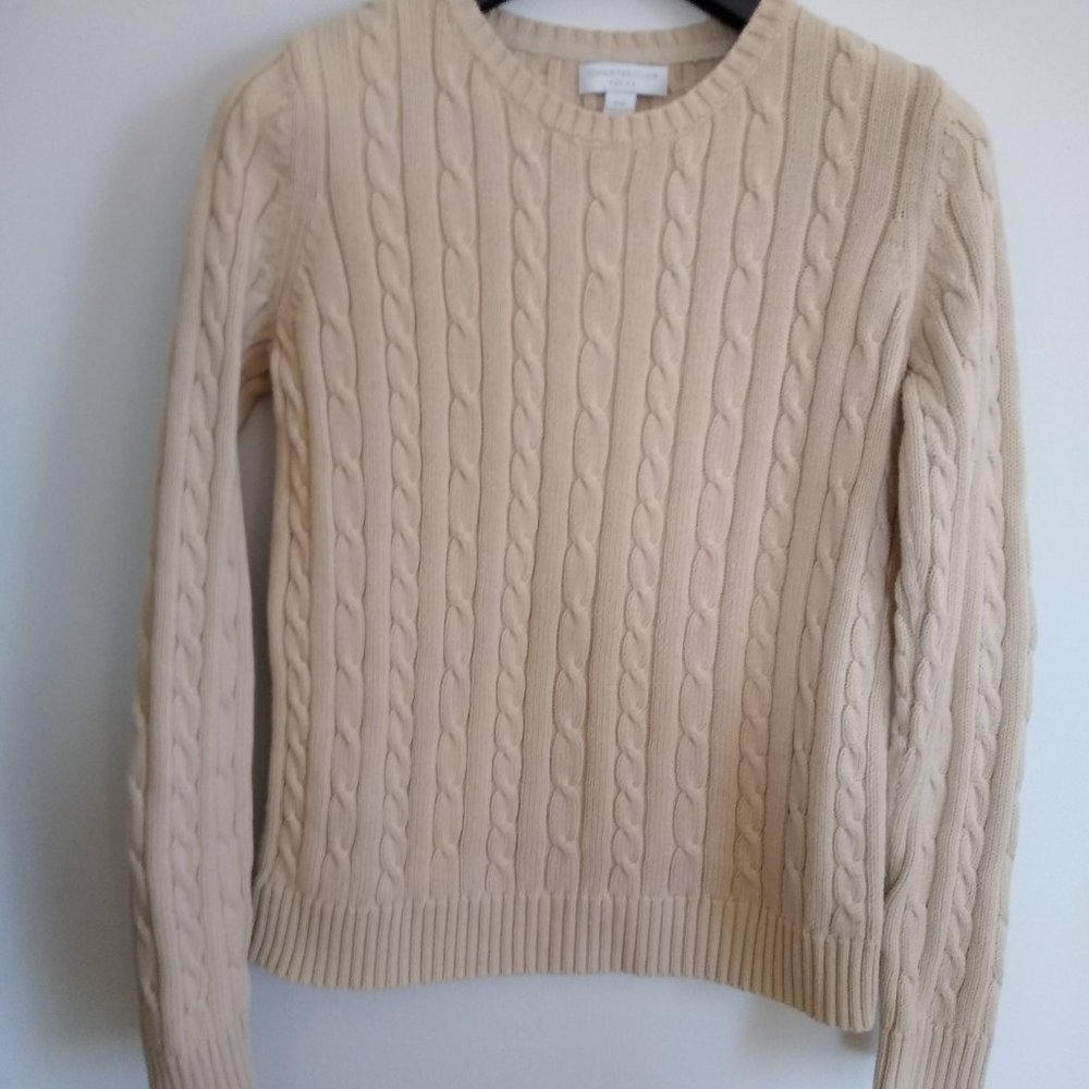 Ladies Petite SZ PP Charter Club Beige Cotton Sweater